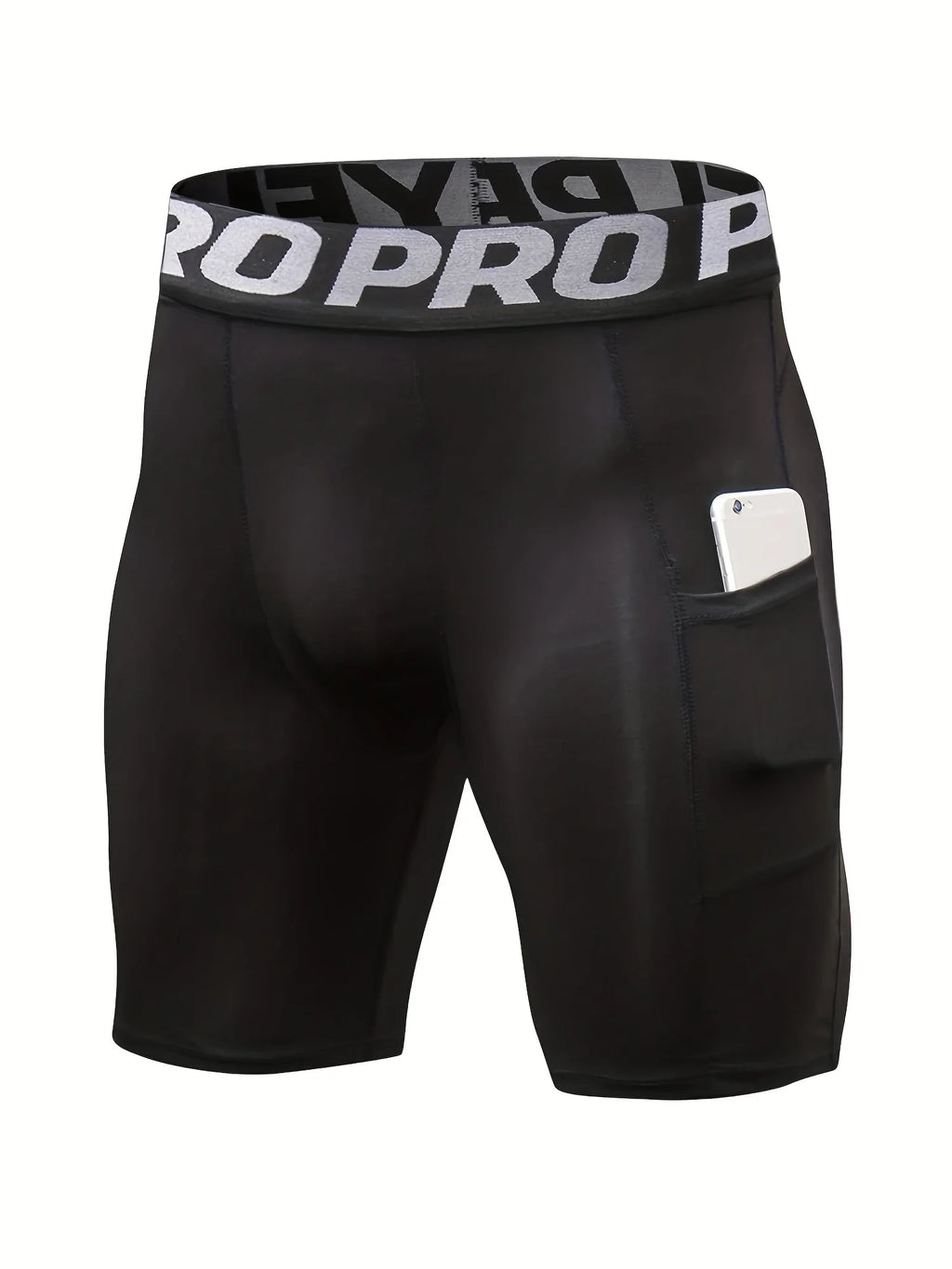 3 Pack Compression Shorts Men with Pocket, Spandex Running Shorts Sport Athletic Workout Performance Underwear