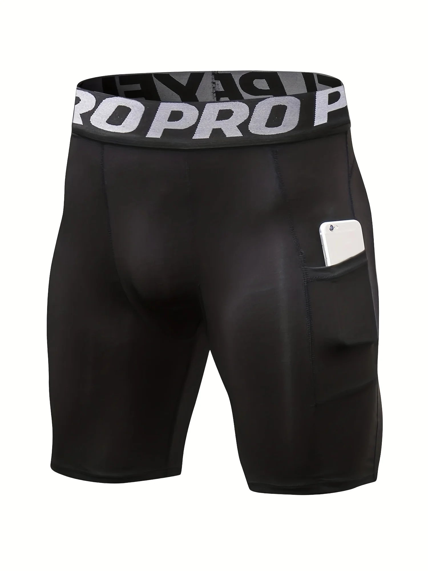 3 Pack Compression Shorts Men with Pocket, Spandex Running Shorts Sport Athletic Workout Performance Underwear