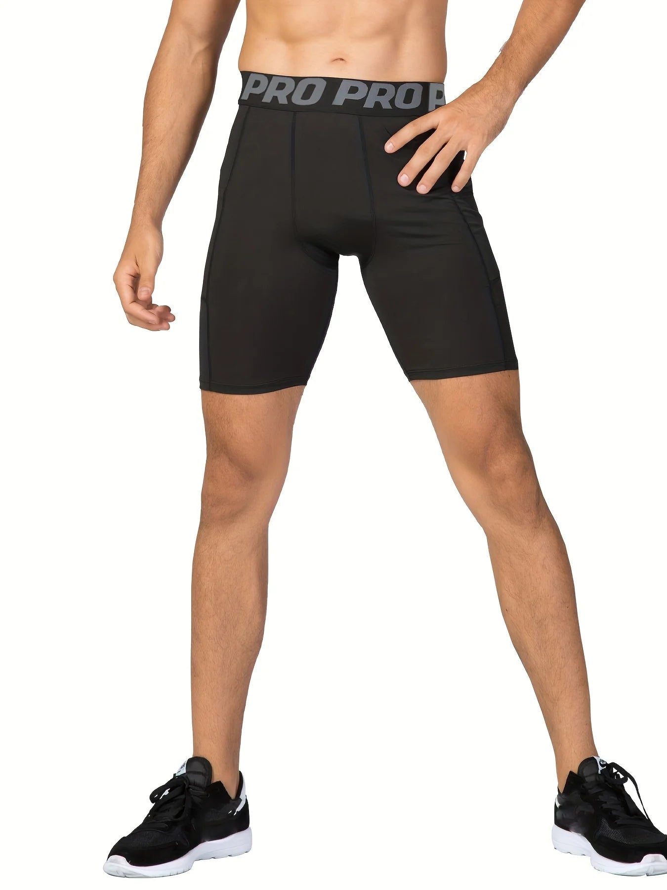 3 Pack Compression Shorts Men with Pocket, Spandex Running Shorts Sport Athletic Workout Performance Underwear