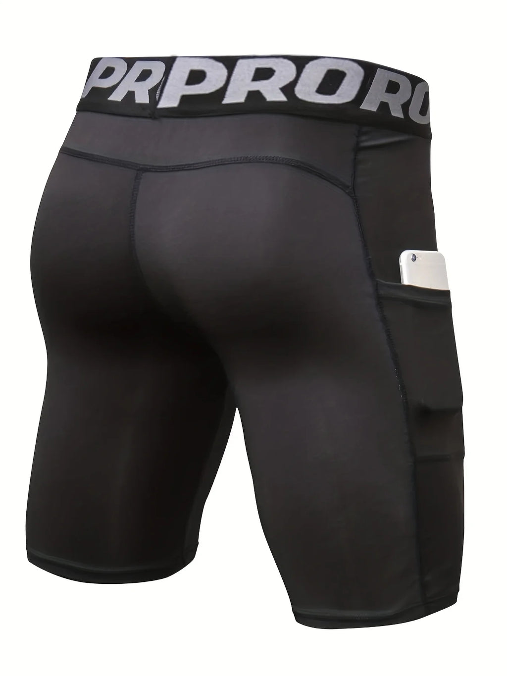 3 Pack Compression Shorts Men with Pocket, Spandex Running Shorts Sport Athletic Workout Performance Underwear