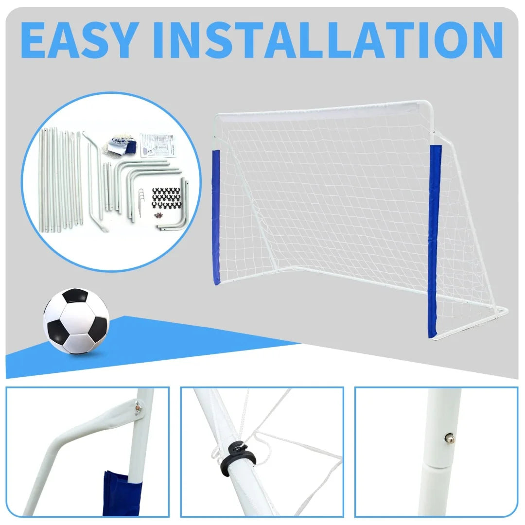 New Football Goal Sports Toy ,Foldable Children's Football Gate ,Includes storage bag and 8 ground pegs，240x150x90CM，8mm fiberglass poles and steel corners.Suitable for football training in outdoor venues such as parks, s