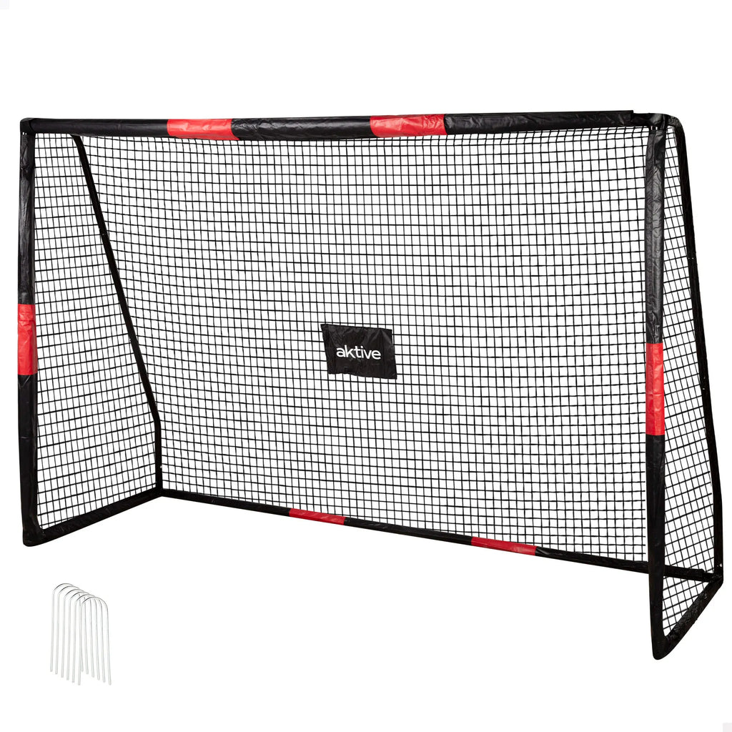Aktive Portable Soccer Goal 180x60x120 cm with Steel Frame and Polyester Net, features 5 Ground Pegs for Stability, Easy Assembly, Ideal for Training and Recreational Matches.