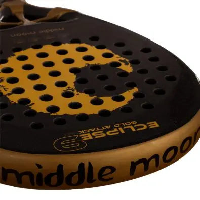 MIDDLE MOON ECLIPSE 9 GOLD ATTACK 12K 2026, advanced padel racket featuring a durable carbon fiber frame, 12K carbon faces, and a comfortable BLACK EVA core, designed for explosive power and precise control on the court.