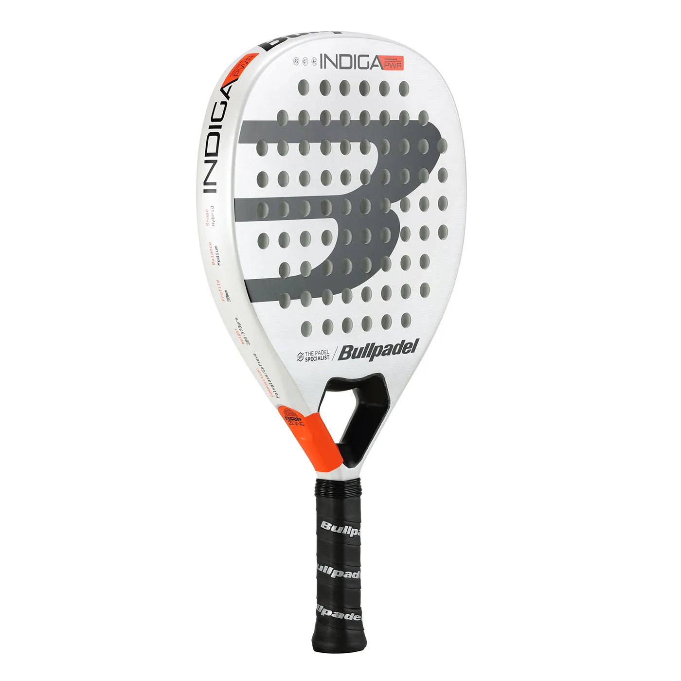 BULLPADEL INDIGA W 2025 - Lightweight women's padel racket, 350-360g, round shape for control, SoftEva core for comfort, and CarbonTube frame for stability, perfect for beginner to advanced players seeking performance and sty