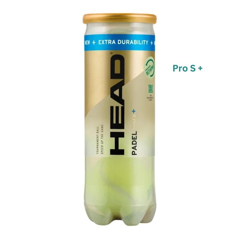 HEAD PADEL PRO S+ Balls Set of 3 for Padel - Enhanced durability with exclusive felt, innovative core for long-lasting pressure, and sustainable packaging, perfect for all levels of players.