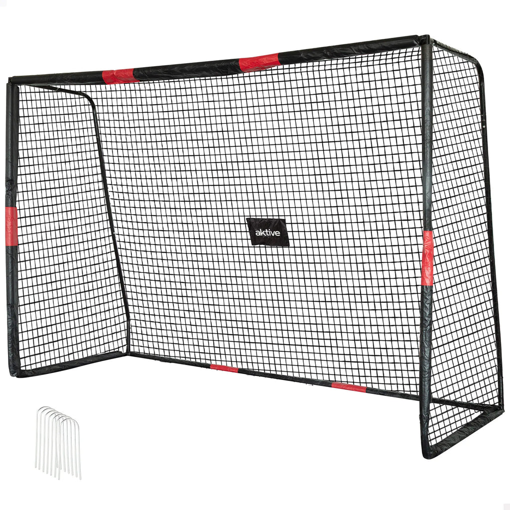 Aktive Portable Soccer Goal 180x60x120 cm with Steel Frame and Polyester Net, features 5 Ground Pegs for Stability, Easy Assembly, Ideal for Training and Recreational Matches.