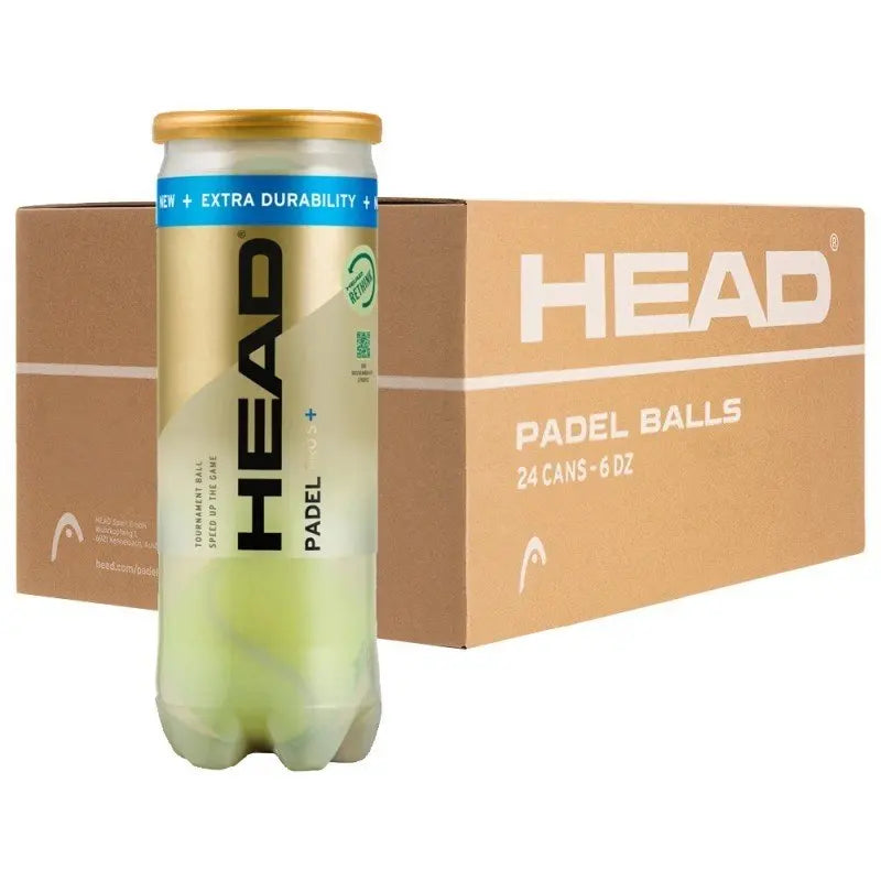 HEAD PADEL PRO S+ Balls Set of 3 for Padel - Enhanced durability with exclusive felt, innovative core for long-lasting pressure, and sustainable packaging, perfect for all levels of players.