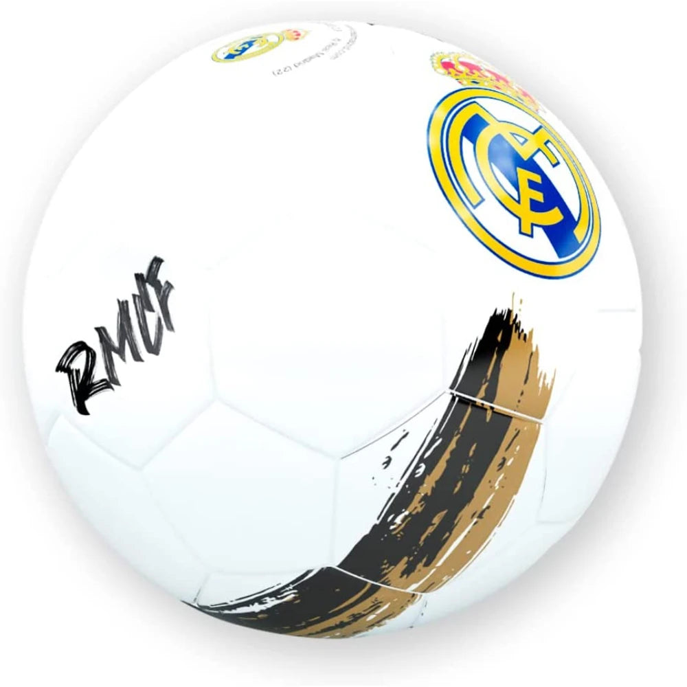 Official Real Madrid Soccer Ball 71840 in White, 21cm Diameter, High-Quality Durable Design for All Ages and Skill Levels, Perfect Gift for Fans, Ideal for Practicing Football Skills and Enjoying the Game.