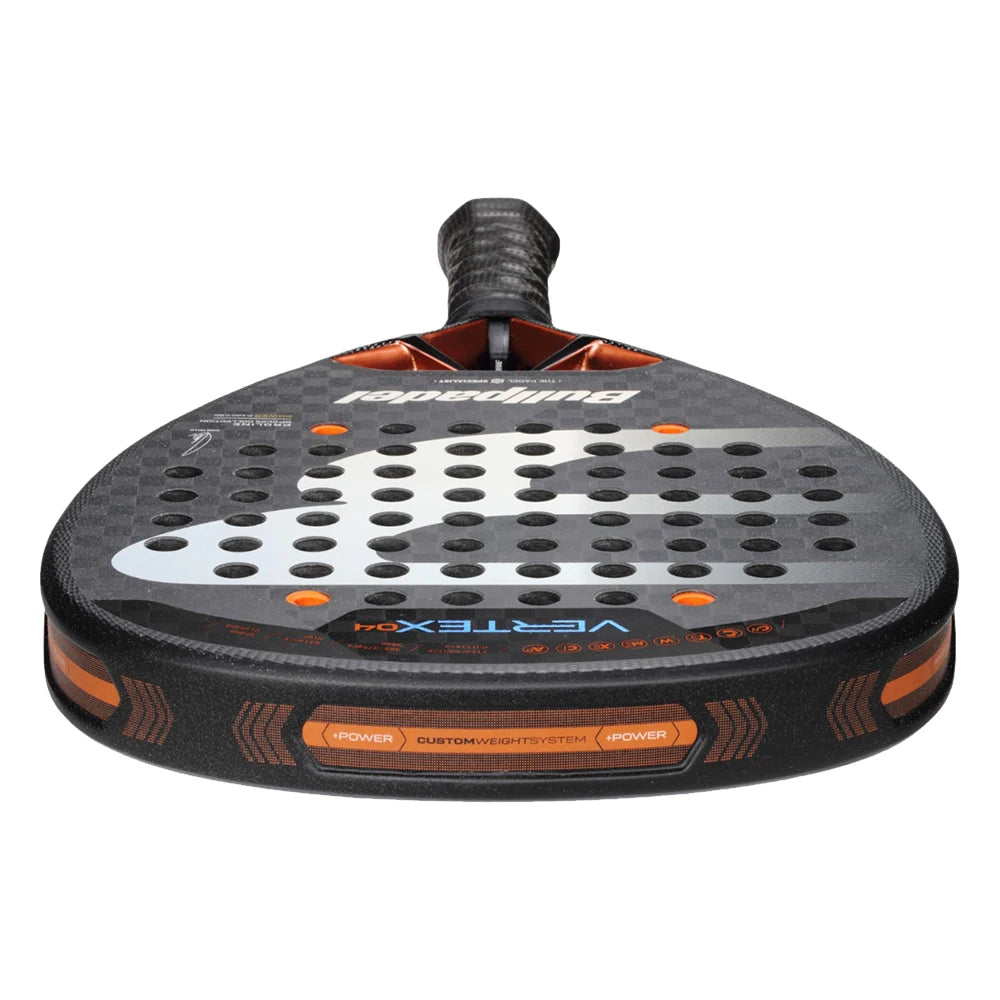 Bullpadel Vertex 04 2025: Advanced padel racket designed for professional players with diamond shape, Xtend Carbon 12K, MultiEva core for soft touch, and CustomWeight for personalized balance.