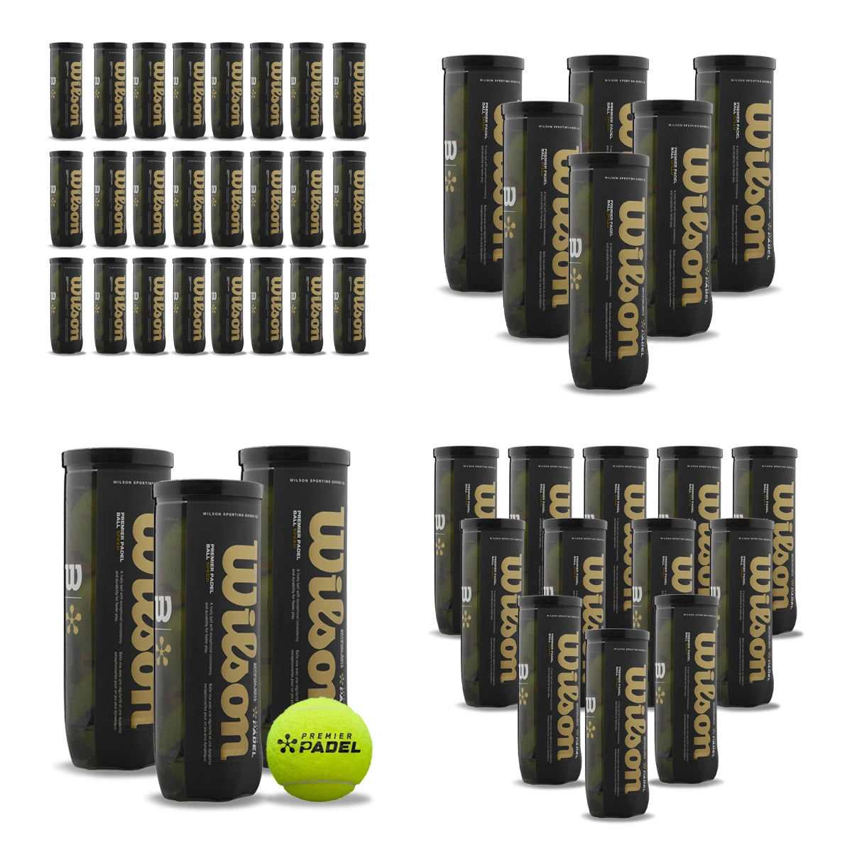 WILSON Premier Speed Padel Balls - Official Premier Padel with high durability, available in packs of 3, 6, 12, or a case of 24, featuring a durable core for advanced players, perfect for competitive training and professional