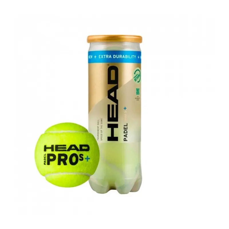 HEAD PADEL PRO S+ Balls Set of 3 for Padel - Enhanced durability with exclusive felt, innovative core for long-lasting pressure, and sustainable packaging, perfect for all levels of players.
