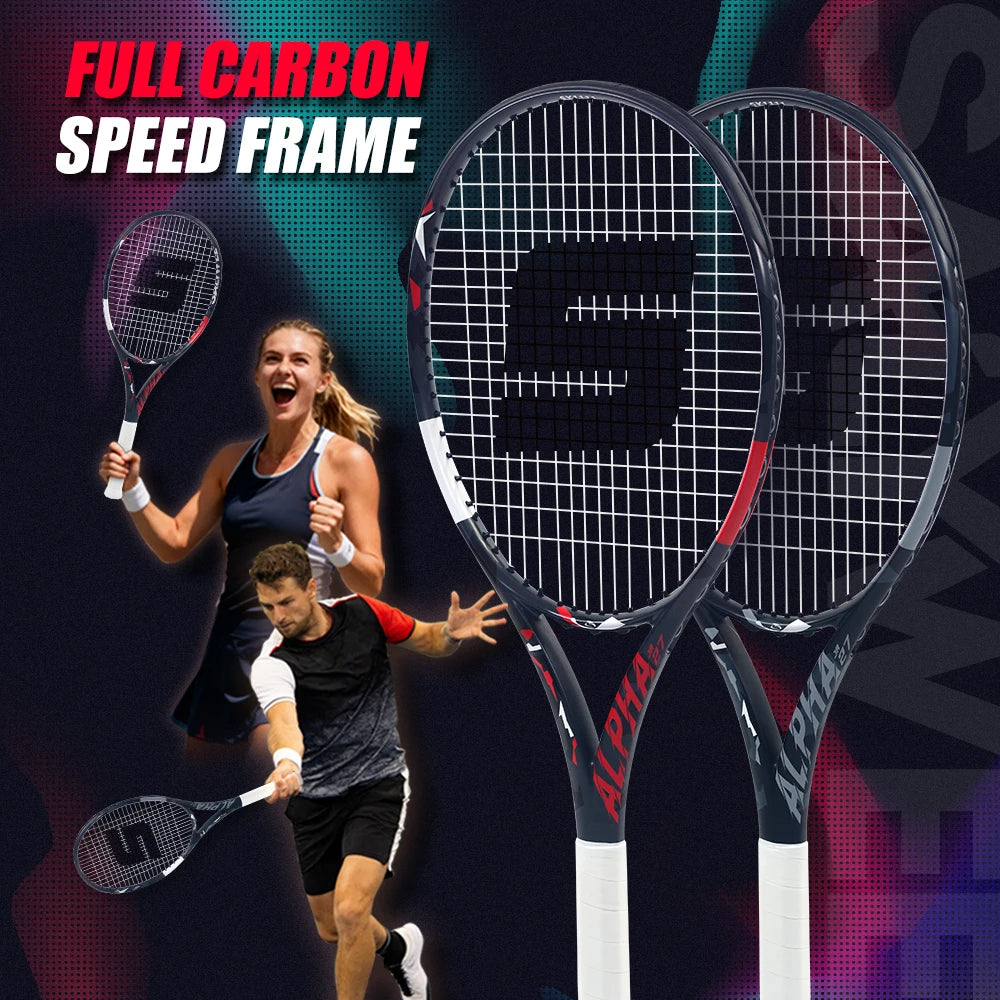 SALYWEE Alpha T800 Full Carbon Fibre Tennis Racket, Ultra-light 273±7g, Wide Tri-Joint Anti-Twist Frame, with Dampener Grip Bag