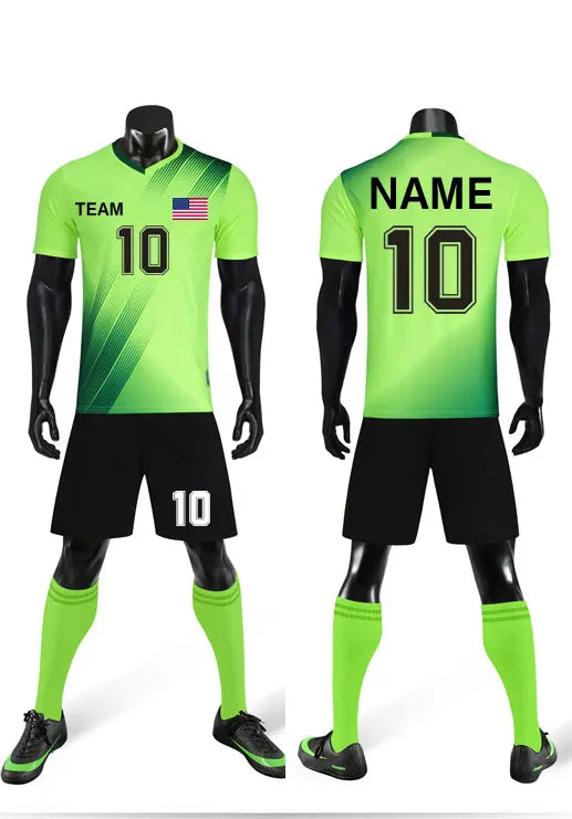 Customized football clothing set, men's short-sleeved training wear, competition team uniform, adult football jersey, quick-dry