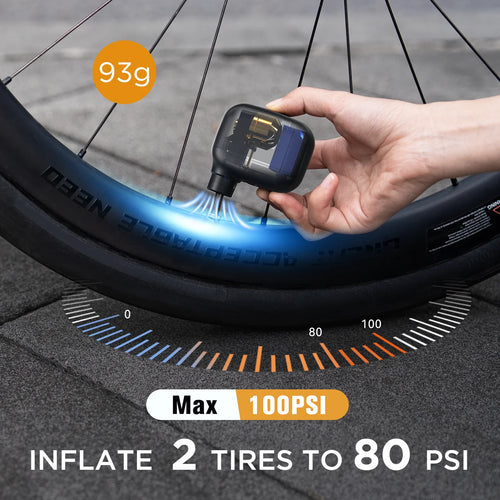 Bomba eléctrica portátil AIRBANK Pocket SE Mini para neumáticos de bicicleta, sin cable, con válvula Presta o Schrader. Accesorios para bicicleta con carga rápida.