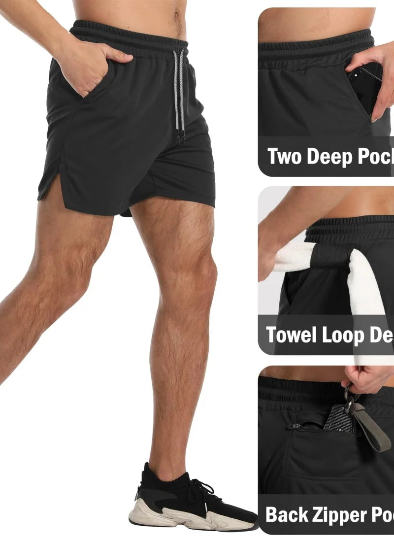 Men's sports shorts, breathable tennis shorts, quick drying badminton pants, outdoor running sportswear, summer, new double-laye