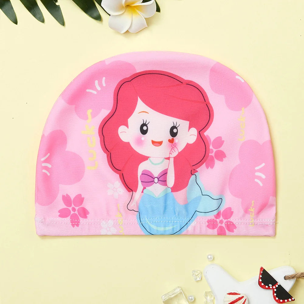Children Cartoon Swimming Cap Kids Elastic Fabric Swiming Pool Water Sport Protect Ears Hat Swim Bathing Hats Caps Boys Girls