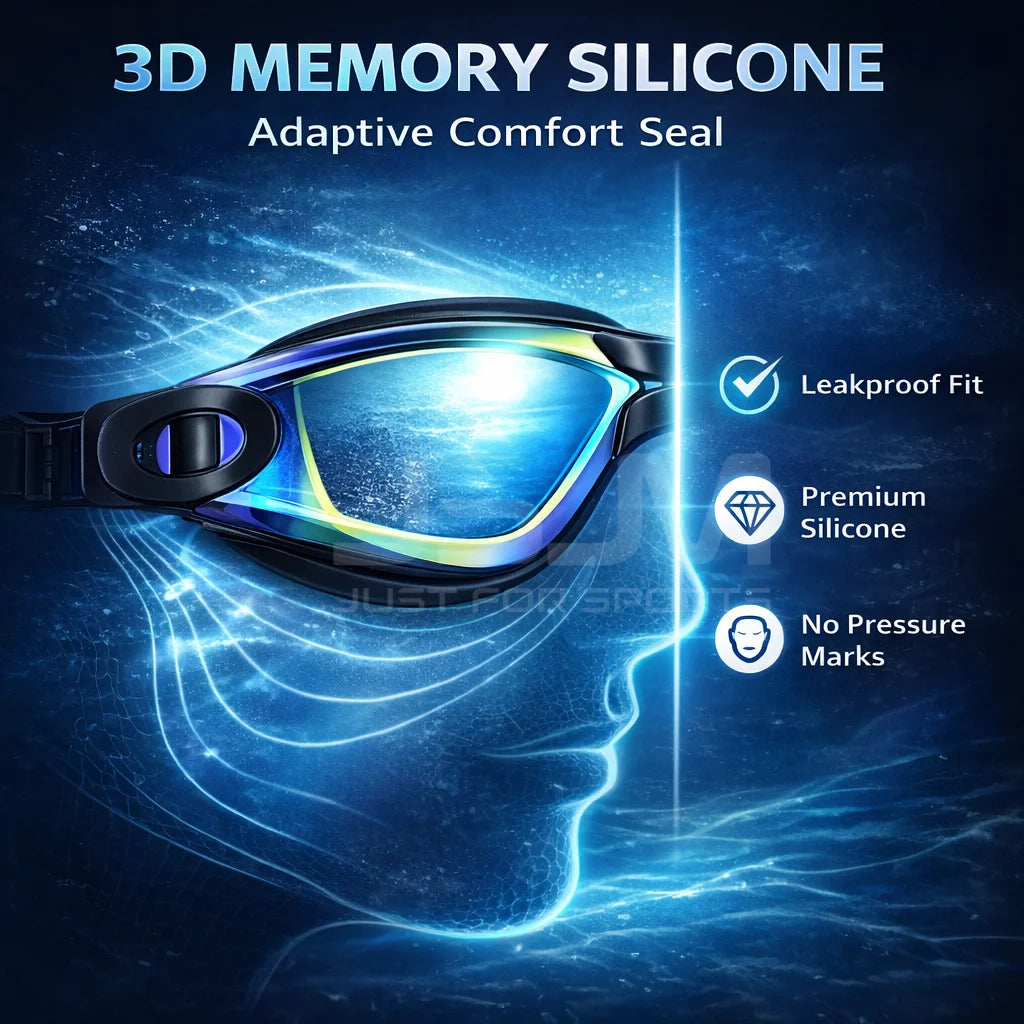 JSJM Premium Professional Full Swim Kit Premium Anti-Fog Goggles With Quick-Dry Towel Swim Cap And Waterproof Storage Bag