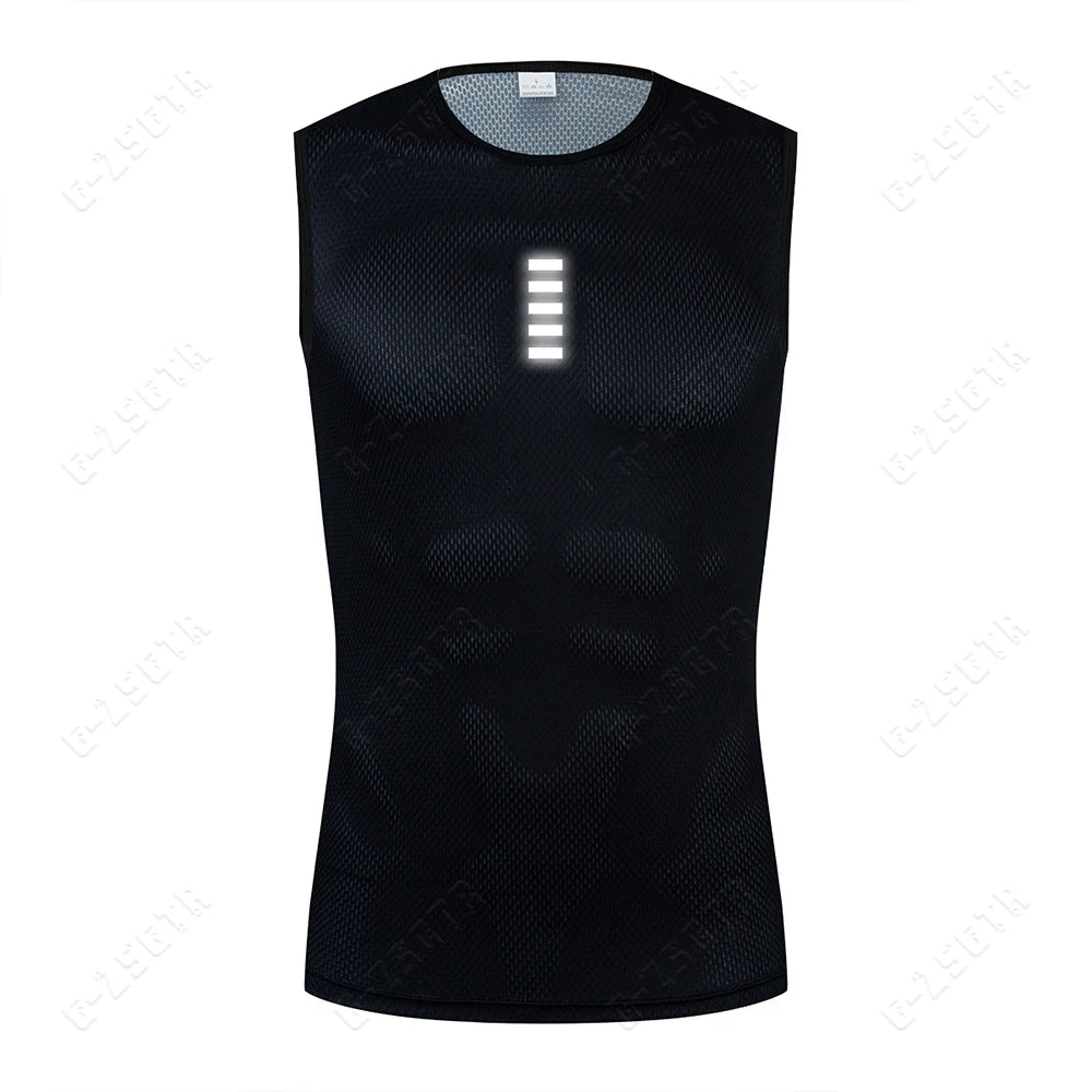 Camiseta interior reflectante blanca para ciclismo, maillot dPortivo para hombre, camiseta interior de secado rápido y elástica para ciclismo de carretera.