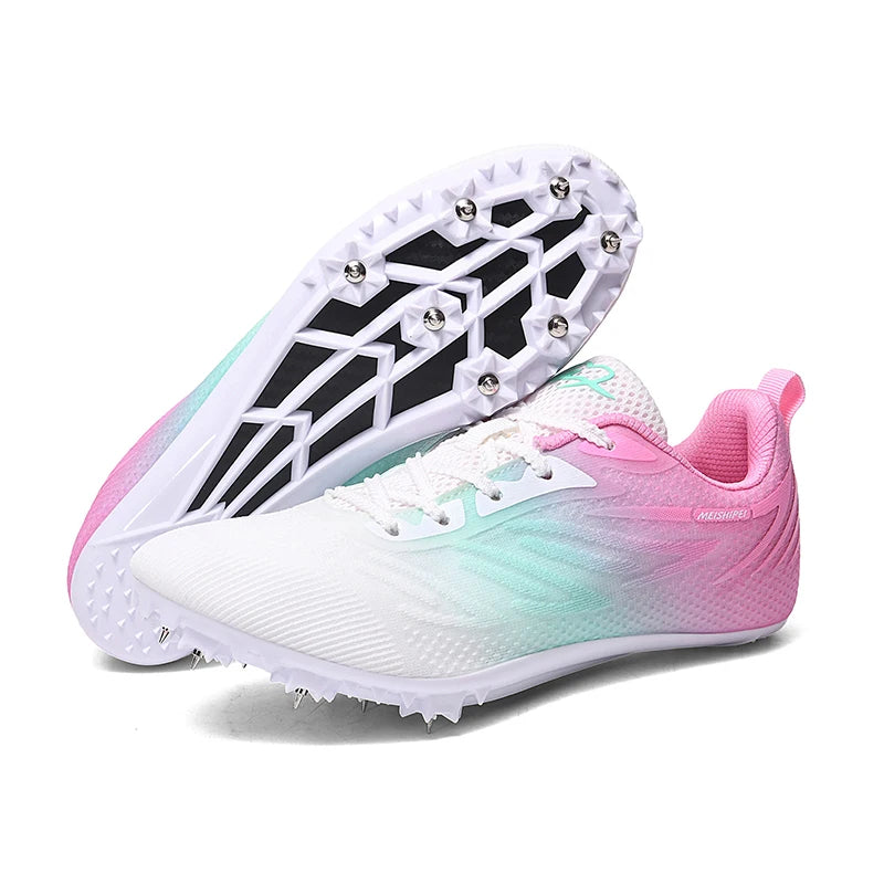 Men Women Track Field Events Cleats Sprint Shoes Athlete Short Spikes Running Sneakers Training Racing Sport Shoes Size 34-44