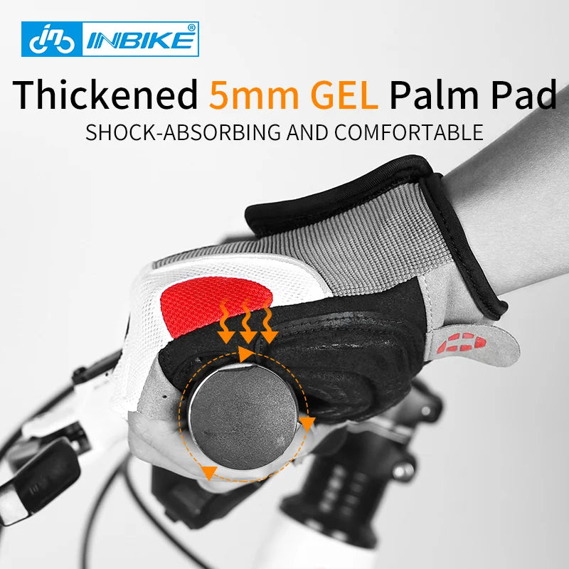 Guantes de Ciclismo INBIKE Medio Dedo – GEL Antishock para MTB y Carretera