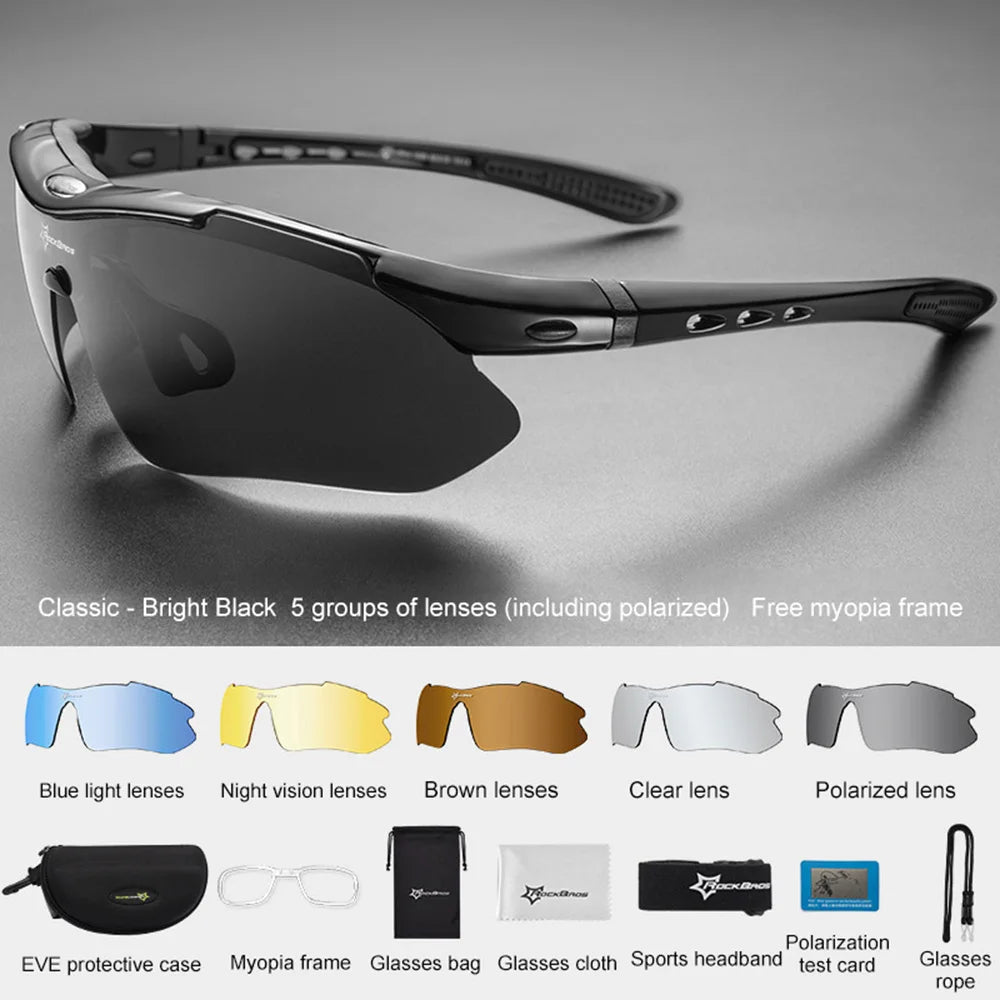 Gafas de ciclismo polarizadas ROCKBROS para hombre y mujer, ideales para ciclismo de montaña, carretera, senderismo y deportes al aire libre. Lentes de 5 pulgadas.