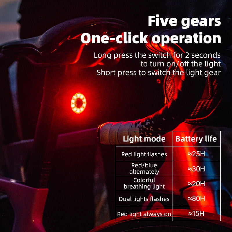 ROCKBROS Q1MAX Smart Brake Taillight – Luz Trasera Inteligente para Bicicleta con Sensor de Frenada