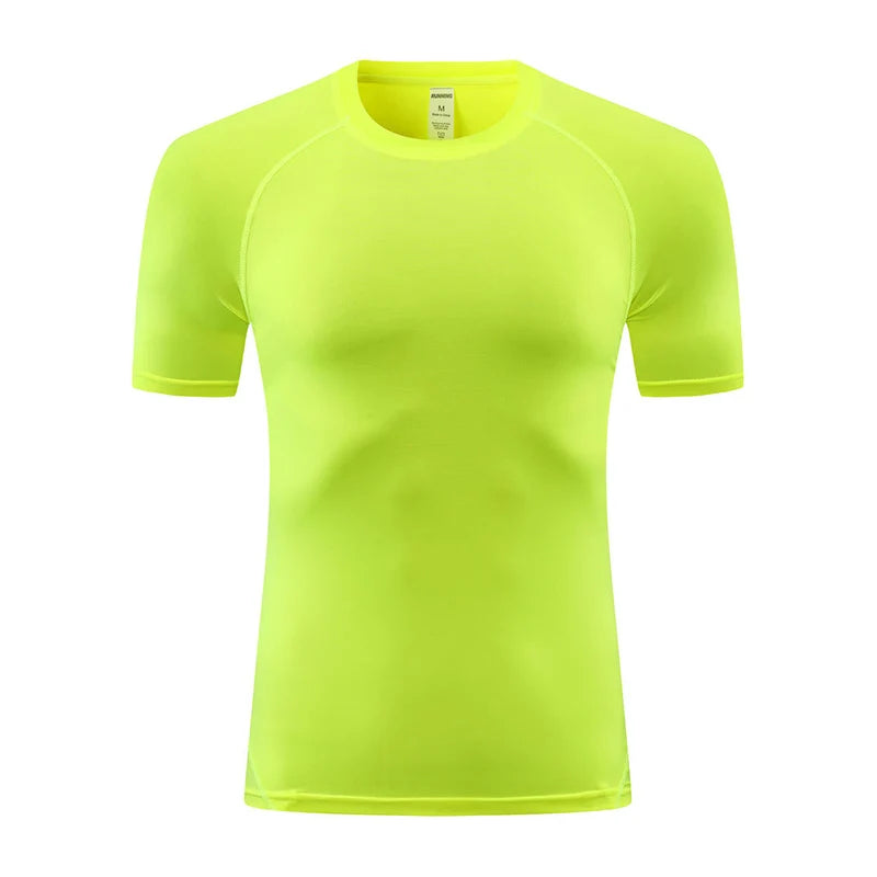 Fitness T-Shirts Quick Drying Gym Jersey Sports Running Short Sleeves Compression Shirt Elastic Tight Men Sportswear Clothing