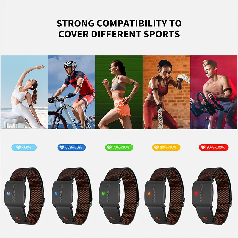 Monitor de Frecuencia Cardíaca COOSPO HW9 – Brazalete con ANT+ y Bluetooth 5.0
