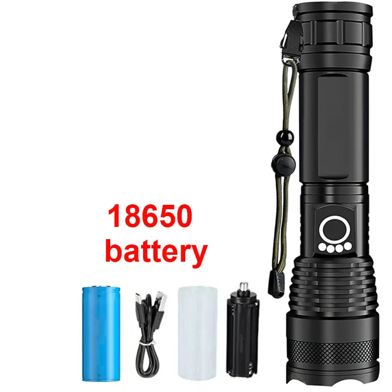 Linterna LED Recargable de Largo Alcance con Zoom Ajustable