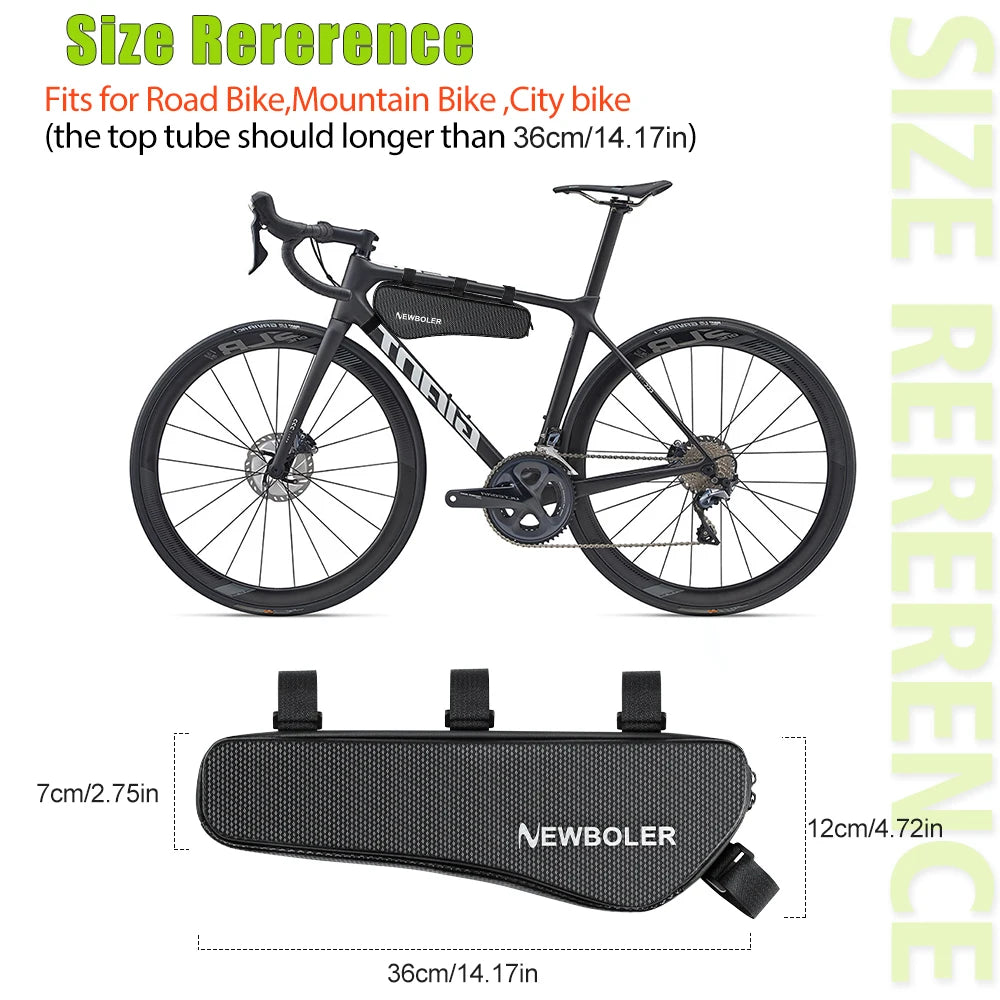 NEWBOLER 1.5L Large Capacity Bicycle Triangle Bag EVA Hard Shell Bicycle Frame Front Tube Bag Waterproof Bicycle Bag Accessories