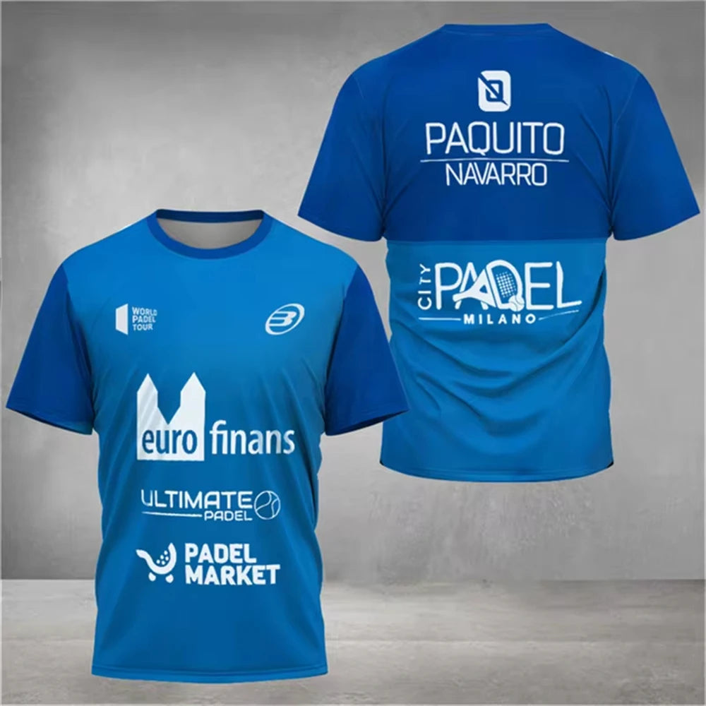 Men's Trend Padel T-shirt Element Print Pattern Ultra-thin Short Sleeve Men's Fashion Tennis Breathable Boutique Fitness Top