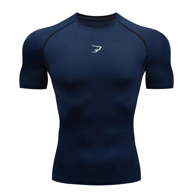 Camiseta Deportiva de Compresión Manga Corta Hombre — Gym, Running y Fitness