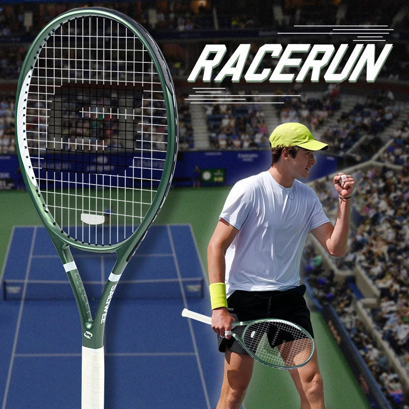 RaceRun Aluminum Carbon Tennis Racket, 50-60lbs, 305±10g (threading), Enhanced Durability & Shock Absorption, Frosted Feel