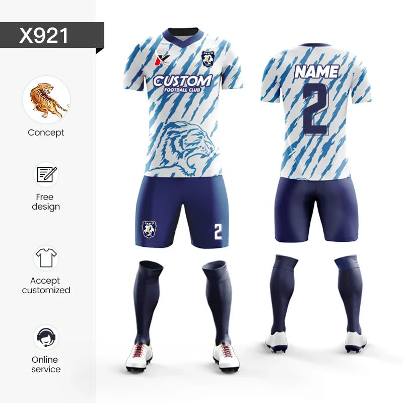 Custom Sublimation Football Jersey Sets Breathable Football Uniform Team Soccer Jersey Set Training Soccer Uniform For Men