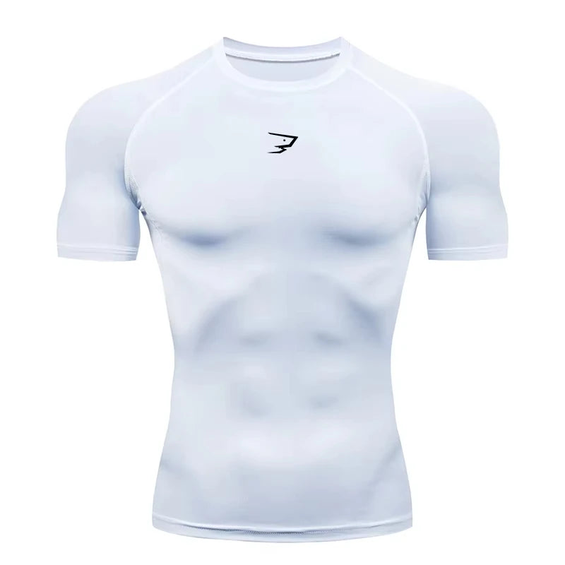 Camiseta Deportiva de Compresión Manga Corta Hombre — Gym, Running y Fitness