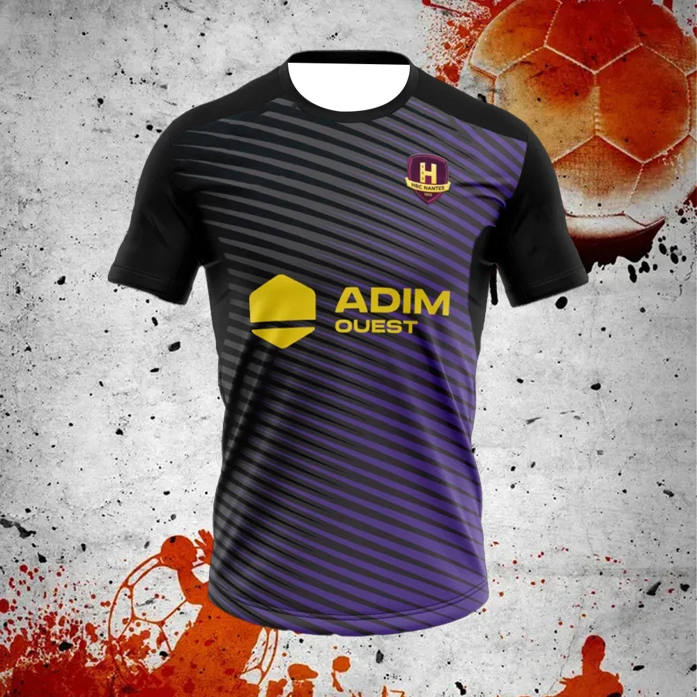 2025-26 Mens HBC Nantes Handball Shirt Youth Kids Sportwear Oversized Training Handball Uniform Breathable Unisex Jersey Tee