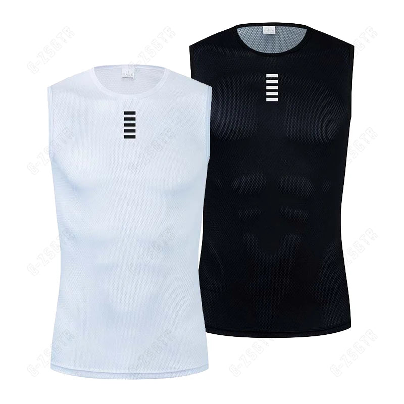 Camiseta interior reflectante blanca para ciclismo, maillot dPortivo para hombre, camiseta interior de secado rápido y elástica para ciclismo de carretera.