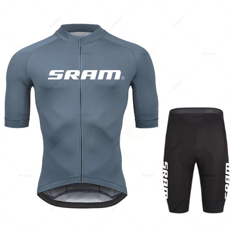 Conjunto de maillot de ciclismo Sram 2023, manga corta, transpirable, para hombre, para verano, MTB, MTB, ropa de ciclismo, uniforme