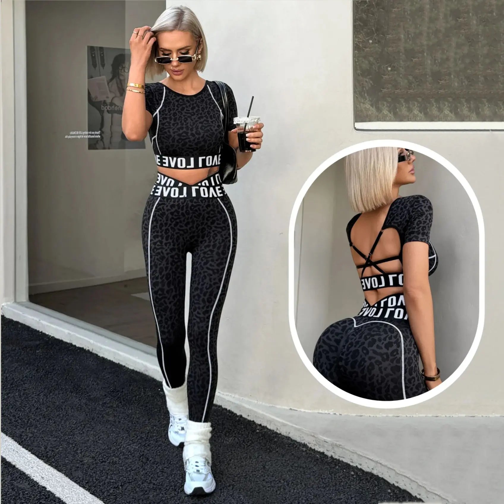 Conjunto Gym y Yoga Mujer 2 Piezas — Leggings + Sujetador Deportivo Sin Costuras