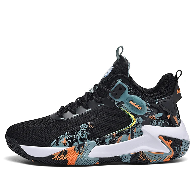 Men Basketball Shoes Mesh Breathable Comfort Anti Slip Wear-resistant Flat Cushioning Sneakers Field Training Basketball Boots