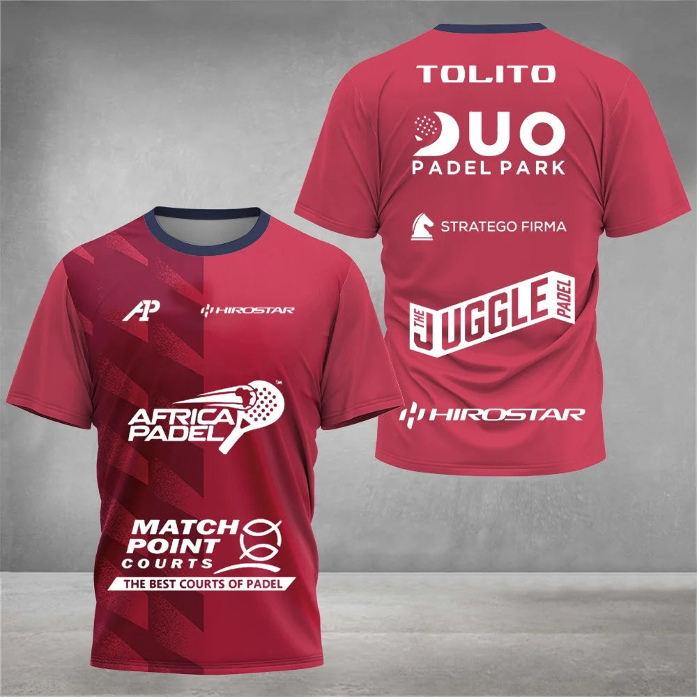 Professional Padel Sports Short-sleeve T-shirt Breathable Quick-dry Fabric Team Print for Training & Matches