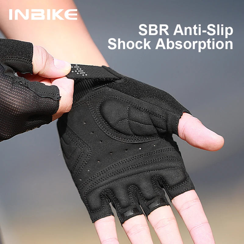 Guantes de Ciclismo INBIKE Verano – Medio Dedo Transpirables y Antideslizantes