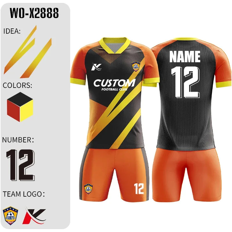 Custom Sublimation Football Jersey Sets Breathable Football Uniform Team Soccer Jersey Set Training Soccer Uniform For Men