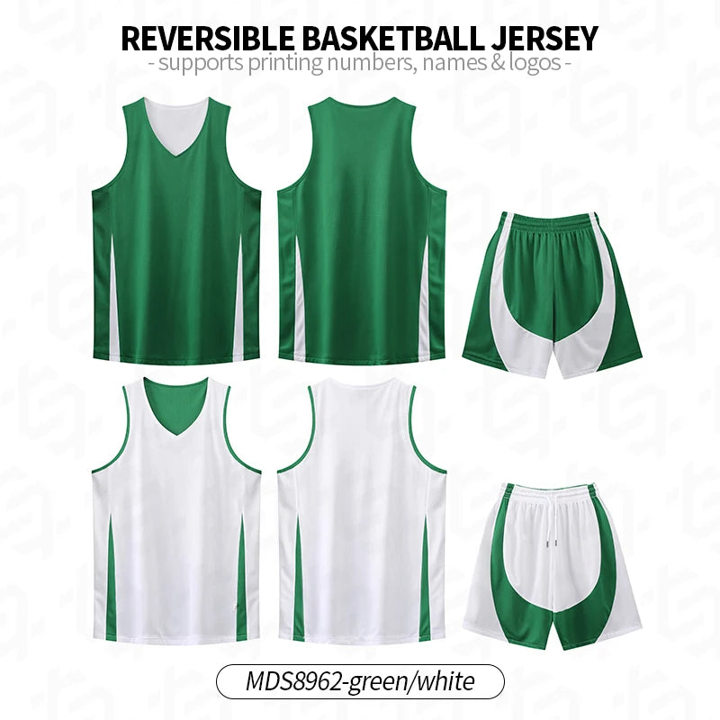 Men Basketball Jersey Set Uniform kits breathable Sports clothing Youth Training Children Reversible basketball jerseys SM8962