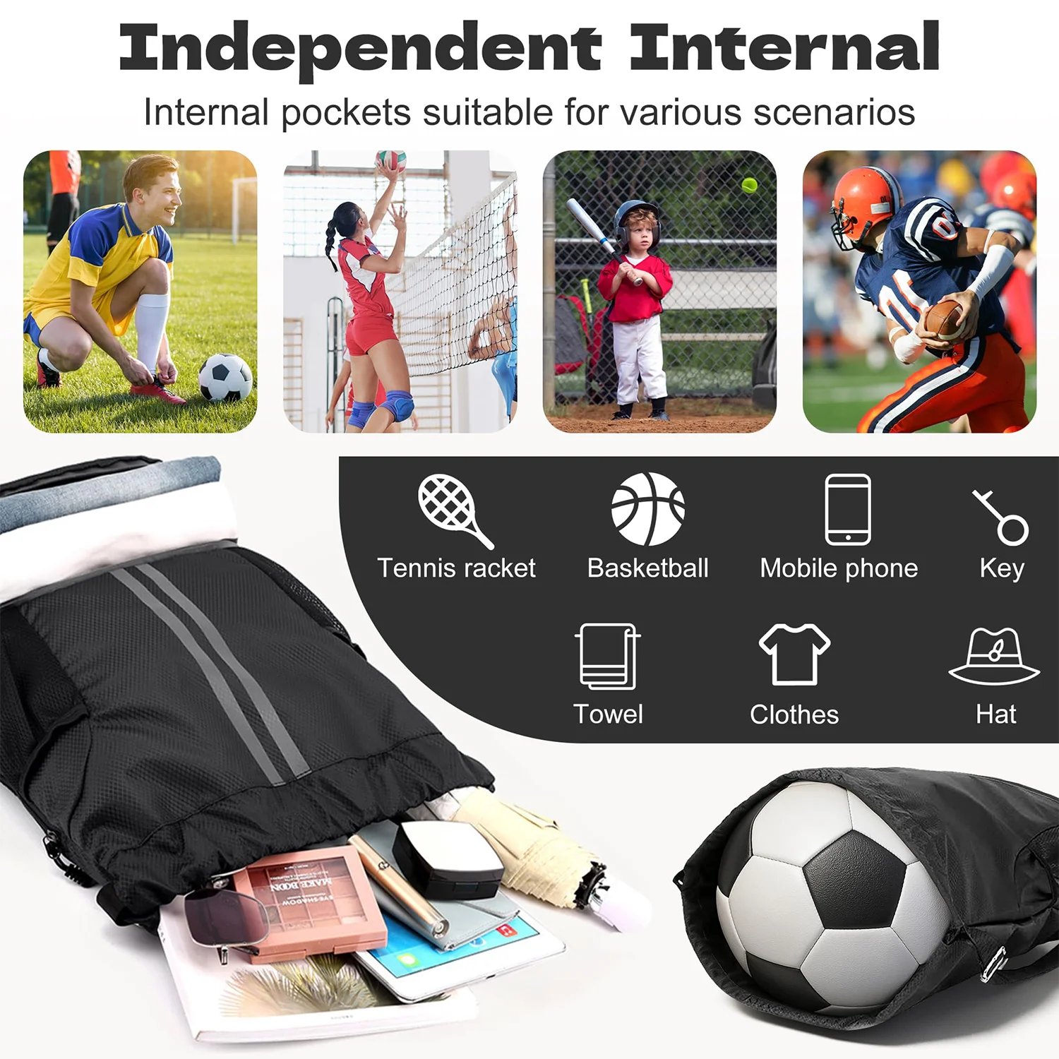 Basketball bag, swimming bag, dry wet separation women's storage bag, sports backpack, training and fitness drawstring backpack