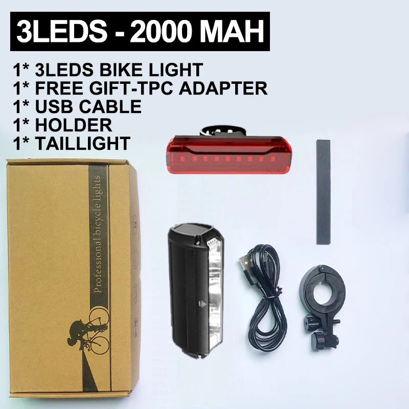 Luz delantera para bicicleta TouCloud, batería externa de 10000 mAh, linterna impermeable con carga USB, accesorios para ciclismo de montaña y carretera.