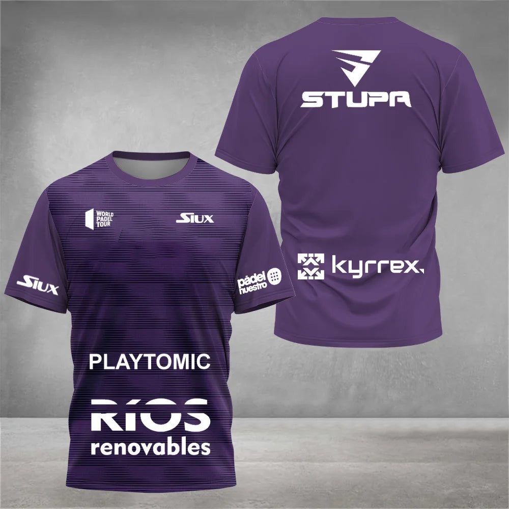 Professional Padel Sports Short-sleeve T-shirt Breathable Quick-dry Fabric Team Print for Training & Matches