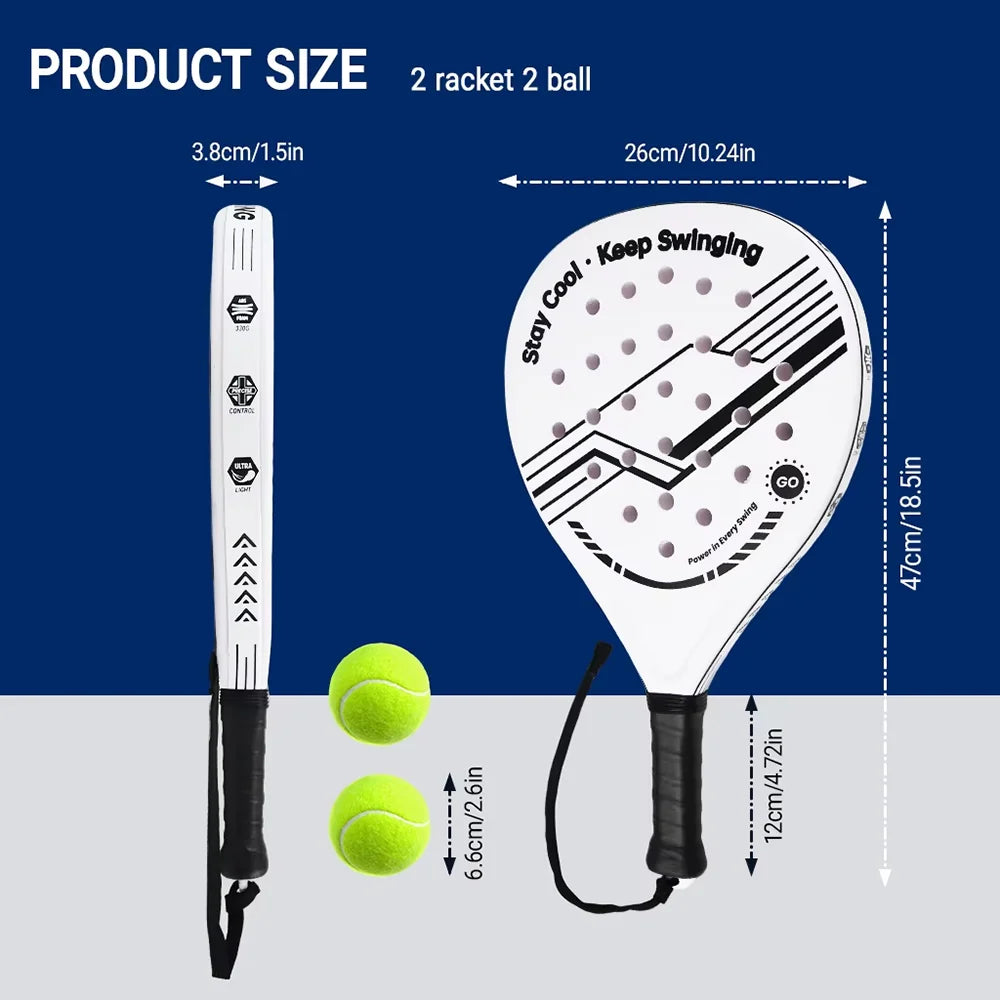 Lightweight Padel Racquet Carbon Fiber Surface with EVA Memory Flex Foam Core for Beginner to Intermediate Players