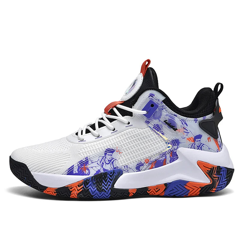 Men Basketball Shoes Mesh Breathable Comfort Anti Slip Wear-resistant Flat Cushioning Sneakers Field Training Basketball Boots