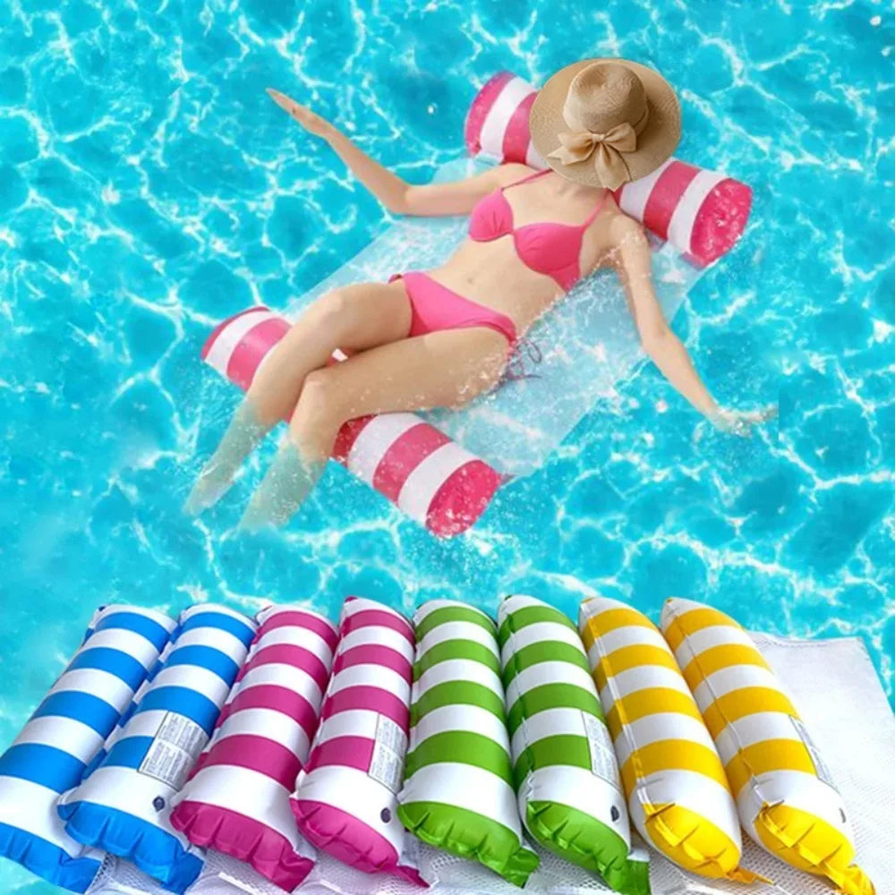 1pc Inflatable Foldable Floating Row Swimming Pool Party Water Hammock Air Mattresses Pvc Stripe Water Floating Inflatable Mat